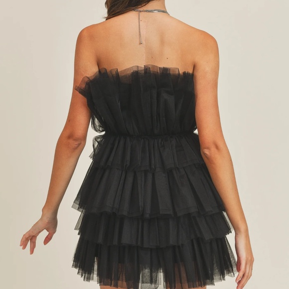 MABLE Aileen Ruffle Mini Dress, Black, Small, NWT - Picture 2 of 9
